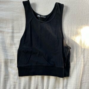 Zara black cropped tank top
